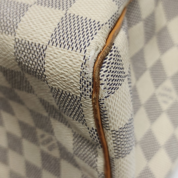 SPEEDY 25 Lona revestida Damier Azur Blanca