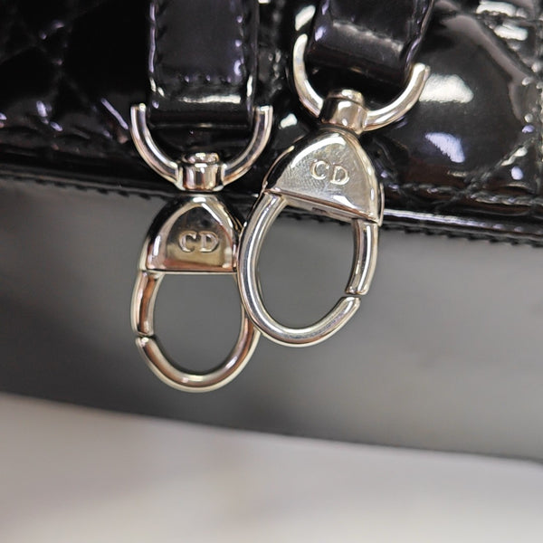 Lady Dior Medium Cannage Patent Leather Black