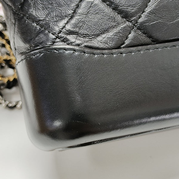 GABRIELLE Small Quilted Vintage Calf Black