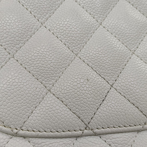 CHANEL GST Large Quilted Grained Calfskin White