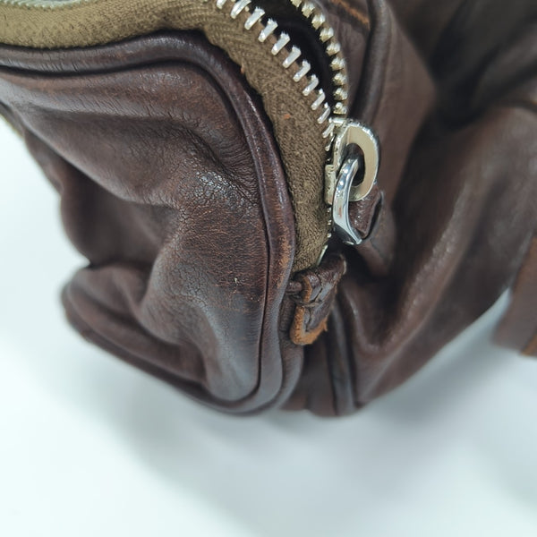 Calfskin Top Handle Bag Brown