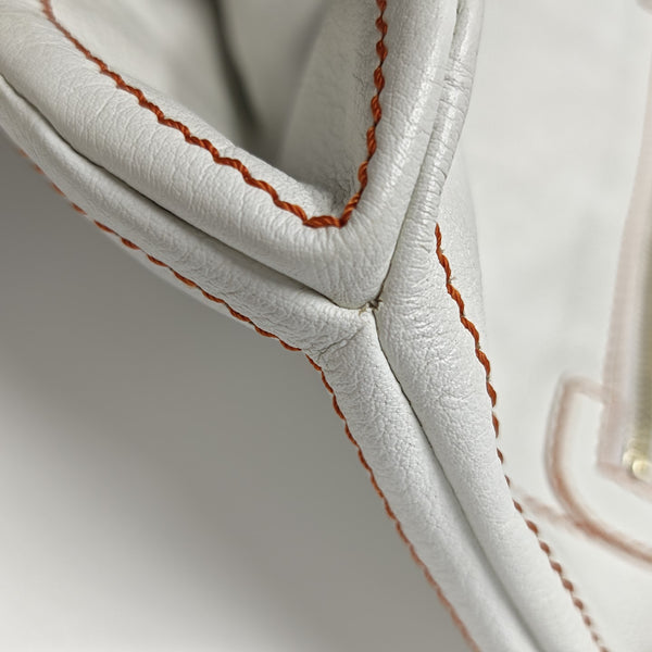 Calfskin Top Handle Bag White
