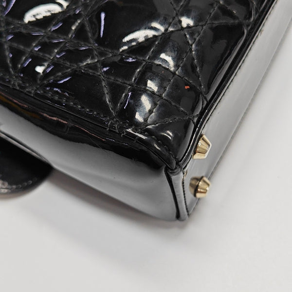 Lady Dior Mini Quilted Patent Leather Black