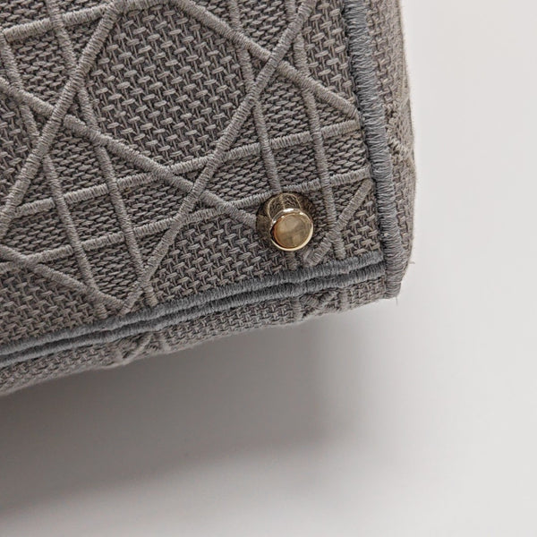 Lady D-Lite Medium Cannage Canvas Gray