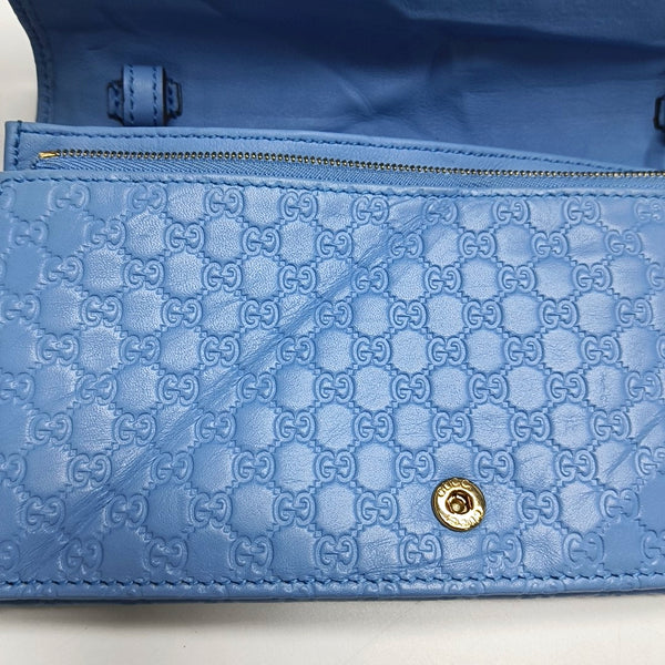 Authenticated pre-owned Microguccissima Monogram Calfskin Blue - Shoulder Bag at Looply