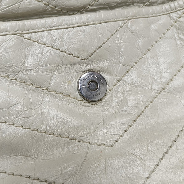 NIKI Medium Chevron Calfskin White