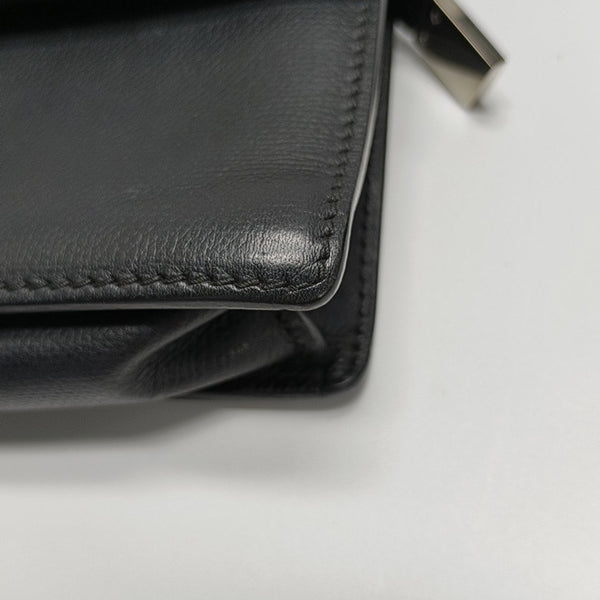 Leather Top Handle Bag Black