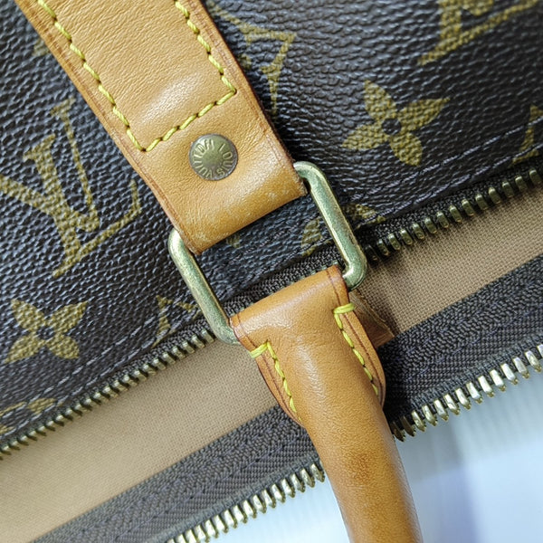 KEEPALL 50 Monogram Coated Canvas Brown