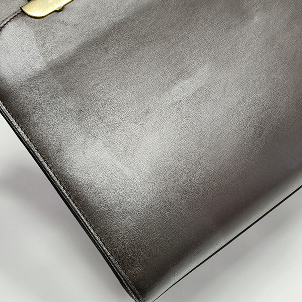 Calfskin Top Handle Bag Brown
