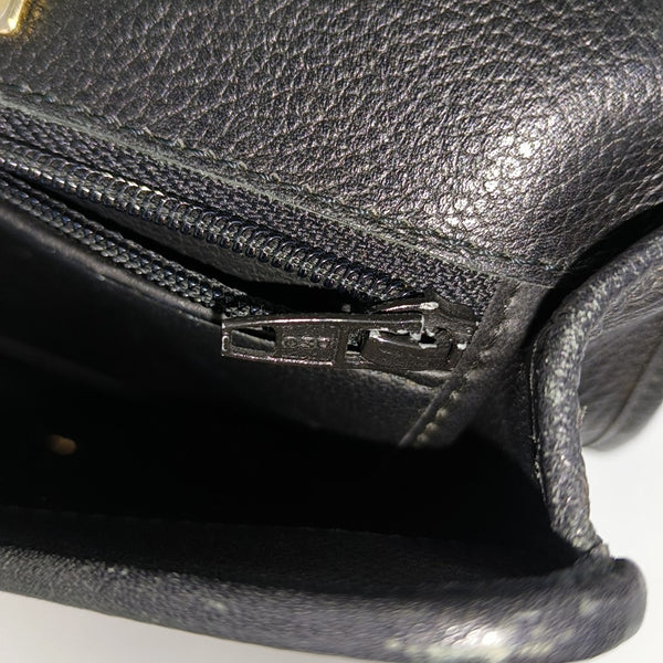 Leather Top Handle Bag Black
