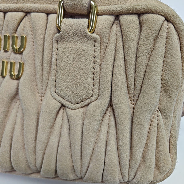 Arcadie Matelassé Small Quilted Suede Pink