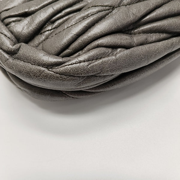Miu Coffer Quilted Lambskin Gray