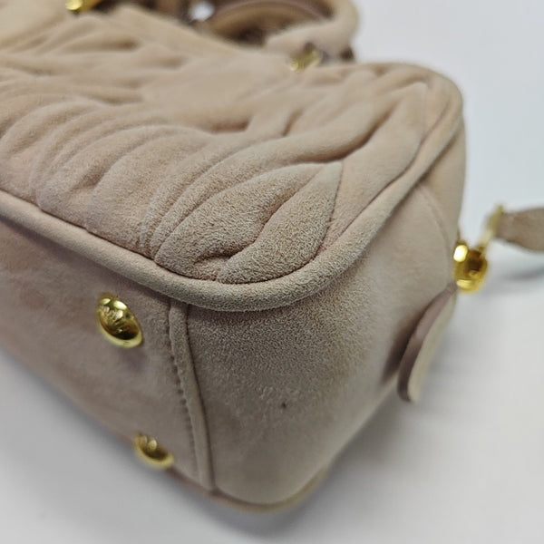 Arcadie Matelassé Small Quilted Suede Pink