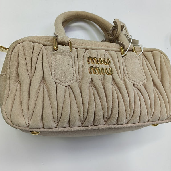 Arcadie Matelassé Small Quilted Suede Pink