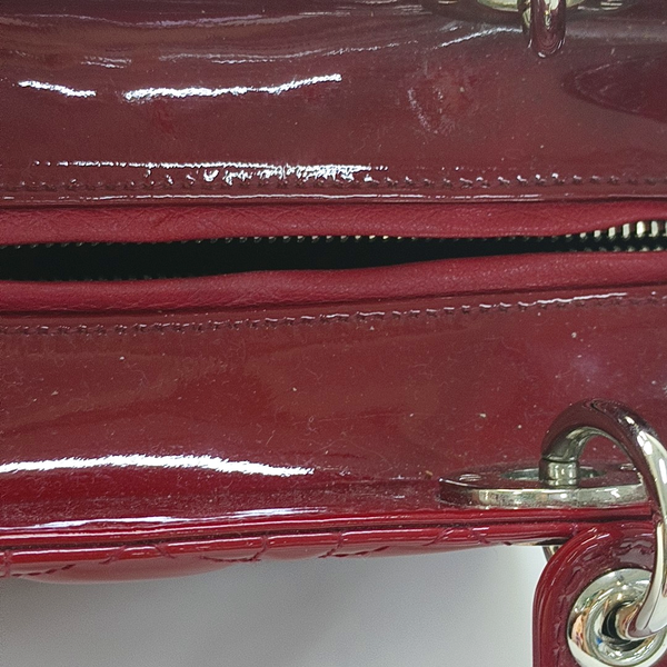 Authenticated pre-owned Lady Dior Medium Patent Leather Red - Crossbody Bag at Looply