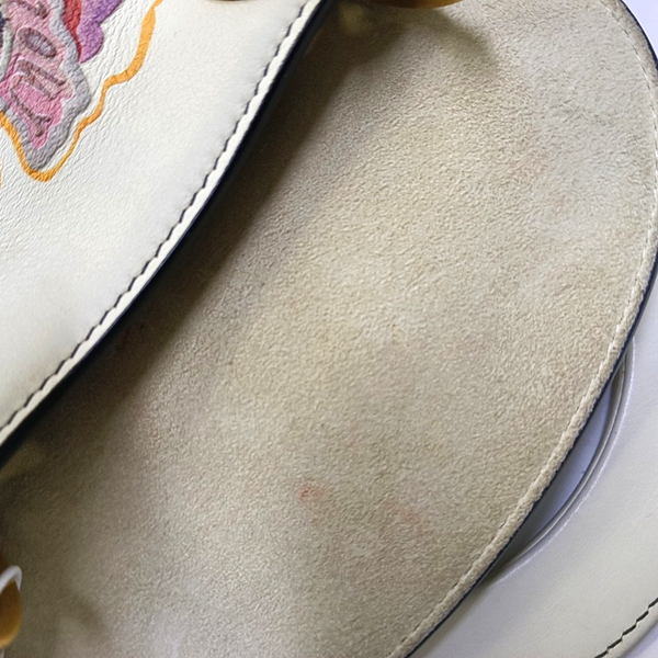 Authenticated pre-owned Lady Dior Mini Lambskin White - Crossbody Bag at Looply