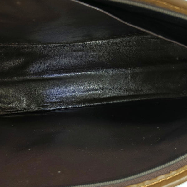 Coated Canvas Clutch Brown