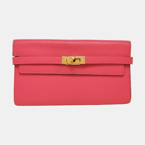 Authenticated pre-owned Kelly Chèvre Mysore Pink Wallet - Wallet at Looply
