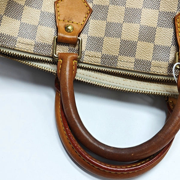 Authenticated pre-owned Speedy 30 Damier Azur Coated Canvas White - Top Handle Bag at Looply