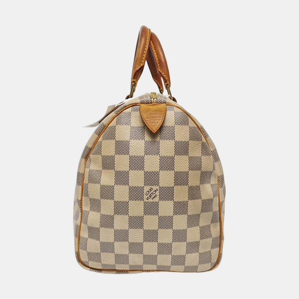 Authenticated pre-owned Speedy 30 Damier Azur Coated Canvas White - Top Handle Bag at Looply