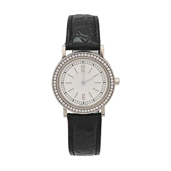 33mm White Dial Leather Strap Quartz Watch
