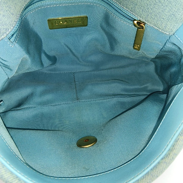 CHANEL 19 Small Quilted Denim Blue