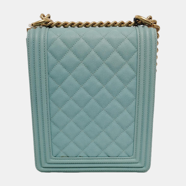Authenticated pre-owned Boy Chanel Quilted Grained Calfskin Blue - Crossbody Bag at Looply