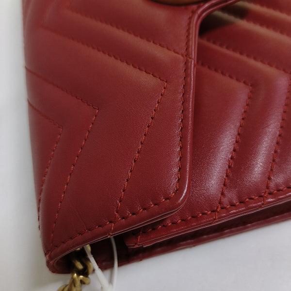 Authenticated pre-owned GG Marmont Mini Calfskin Red - Crossbody Bag at Looply