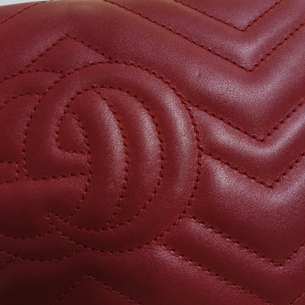 Authenticated pre-owned GG Marmont Mini Calfskin Red - Crossbody Bag at Looply