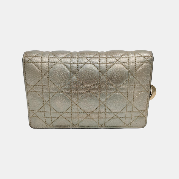 Authenticated pre-owned Lady Dior Lambskin Silver - Crossbody Bag at Looply