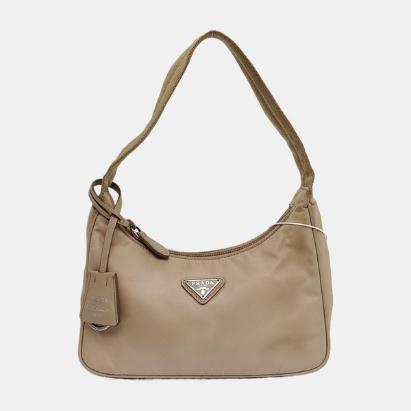 Authenticated pre-owned Re-edition2000 Mini Nylon Beige - Top Handle Bag at Looply