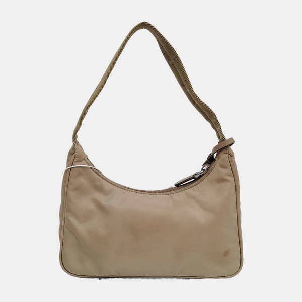 Authenticated pre-owned Re-edition2000 Mini Nylon Beige - Top Handle Bag at Looply