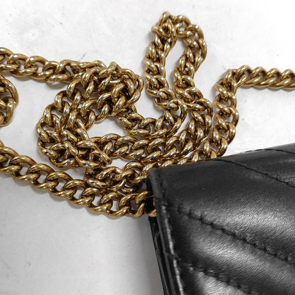 GG Marmont Mini Chevron Calfskin Black
