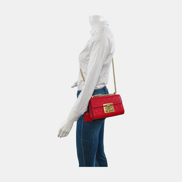 Authenticated pre-owned Padlock Small Monogram Calfskin Red - Shoulder Bag at Looply