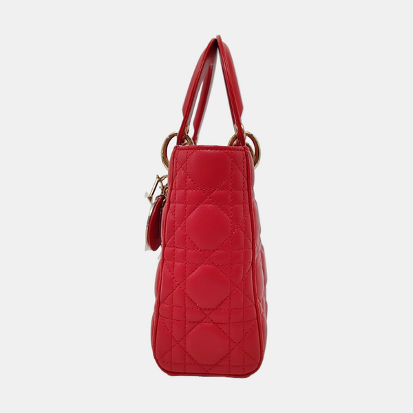 Authenticated pre-owned Lady Dior Small Lambskin Red - Crossbody Bag at Looply