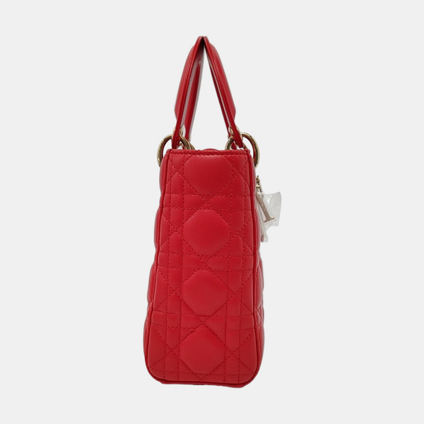 Authenticated pre-owned Lady Dior Small Lambskin Red - Crossbody Bag at Looply