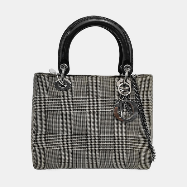 Authenticated pre-owned Lady Dior Medium Canvas Gray - Shoulder Bag at Looply