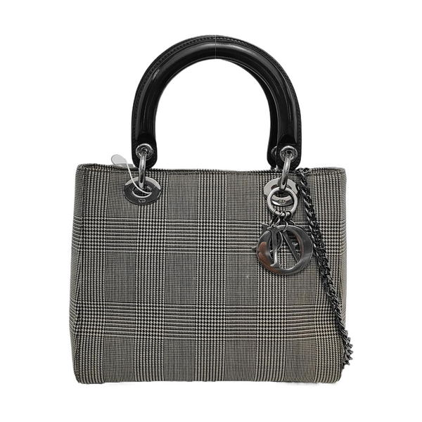 Authenticated pre-owned Lady Dior Medium Canvas Gray - Shoulder Bag at Looply