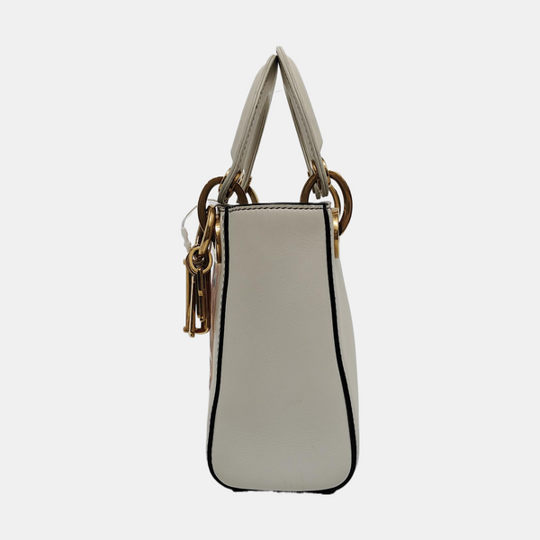 Authenticated pre-owned Lady Dior Mini Lambskin White - Crossbody Bag at Looply