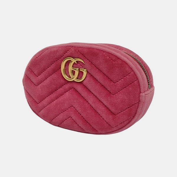 Authenticated pre-owned GG Marmont Velvet Pink - Belt Bag at Looply