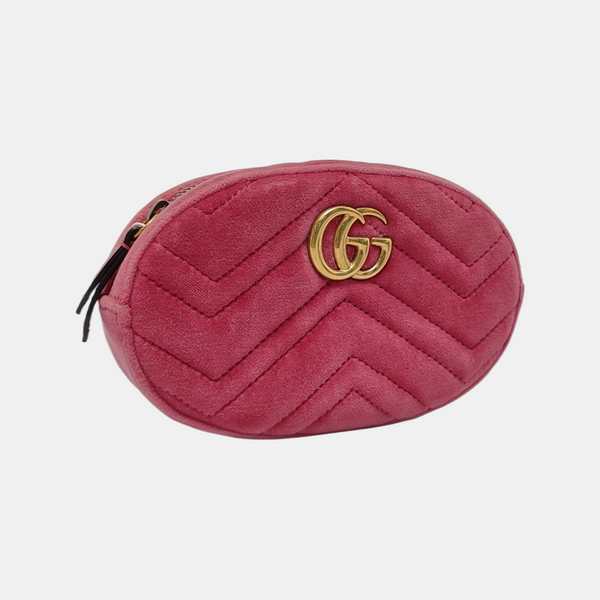 Authenticated pre-owned GG Marmont Velvet Pink - Belt Bag at Looply