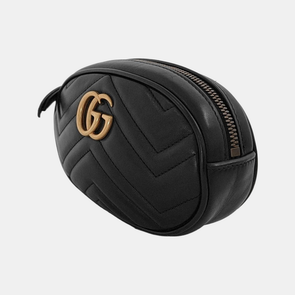 Authenticated pre-owned GG Marmont Calfskin Black - Belt Bag at Looply