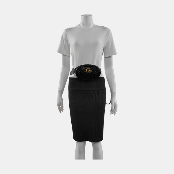 Authenticated pre-owned GG Marmont Calfskin Black - Belt Bag at Looply