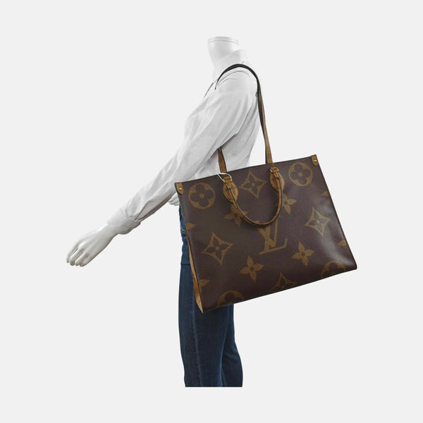 Authenticated pre-owned Onthego GM Monogram Coated Canvas Brown - Shoulder Bag at Looply