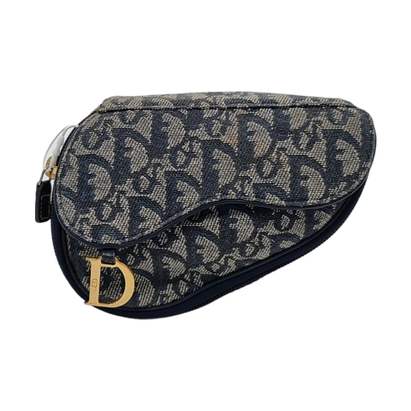 Authenticated pre-owned Saddle Oblique Canvas Blue - Clutch at Looply