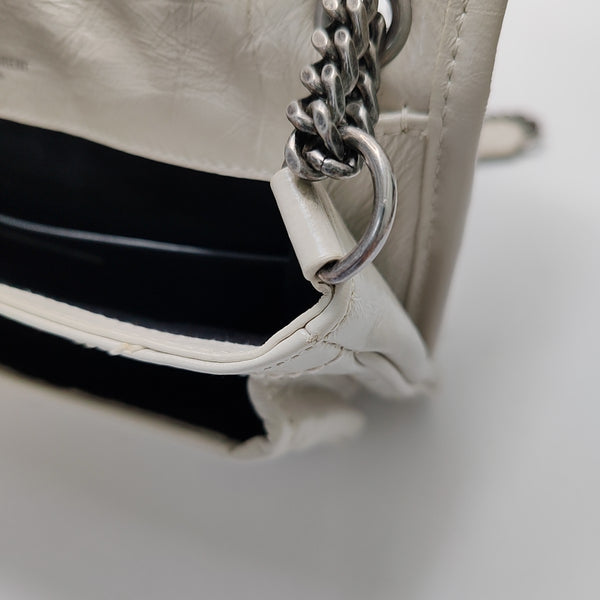 NIKI Small Chevron Calfskin White