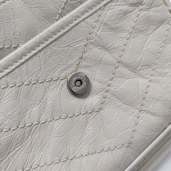 NIKI Small Chevron Calfskin White