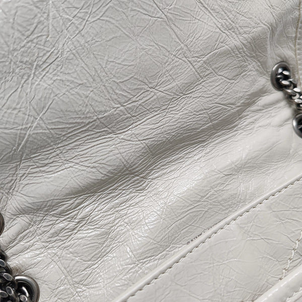 NIKI Small Chevron Calfskin White