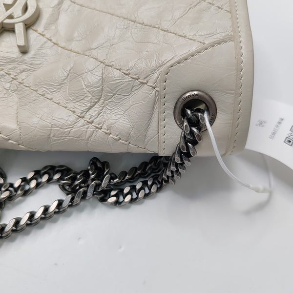 NIKI Small Chevron Calfskin White