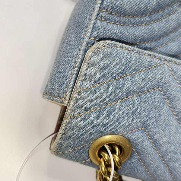 GG Marmont Small Quilted Denim Blue